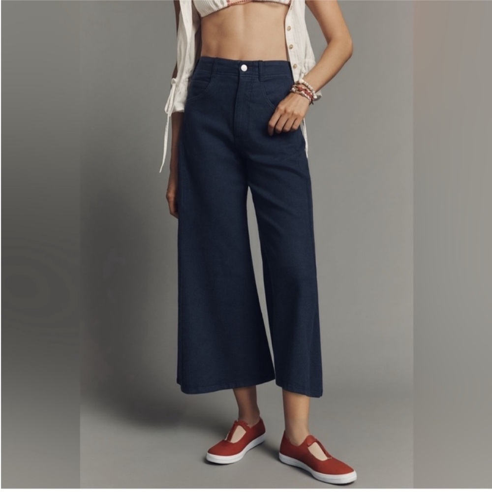 NWT The Adi Linen Blend Crop Mid-Rise
Flare Pants by Pilcro